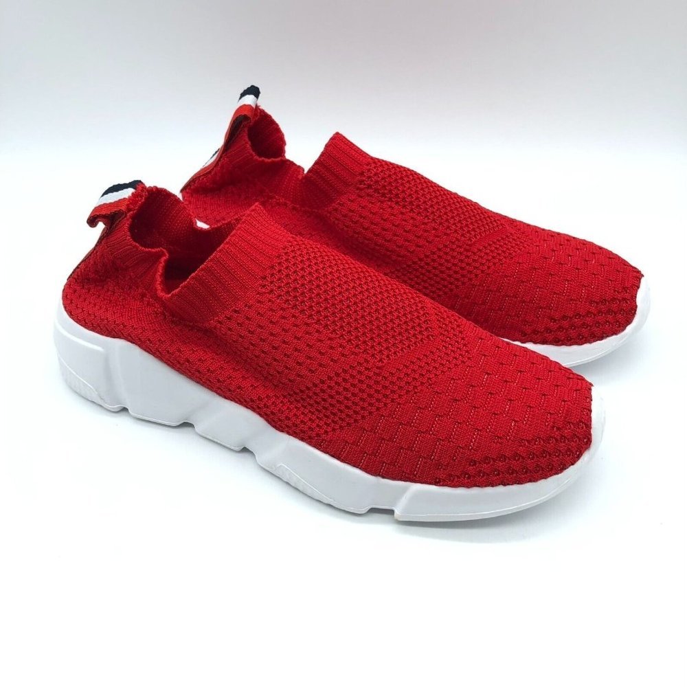 Womens Mesh Knit Slip On Sneakers Stretch Red Size 40 US 9